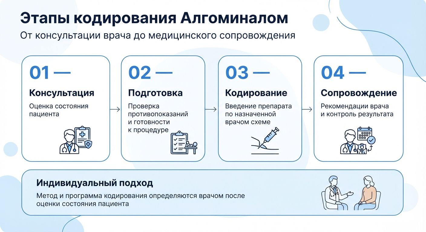 Кодирование препаратом «Алгоминал» в Узловой инфографика